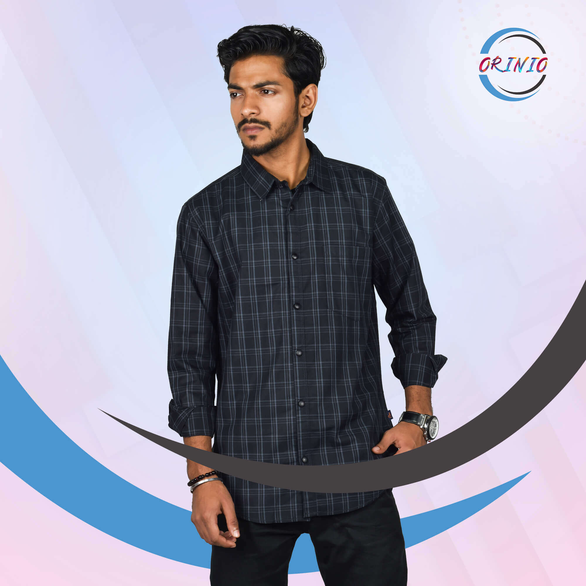 Printed shirts for men full sleeve blue color