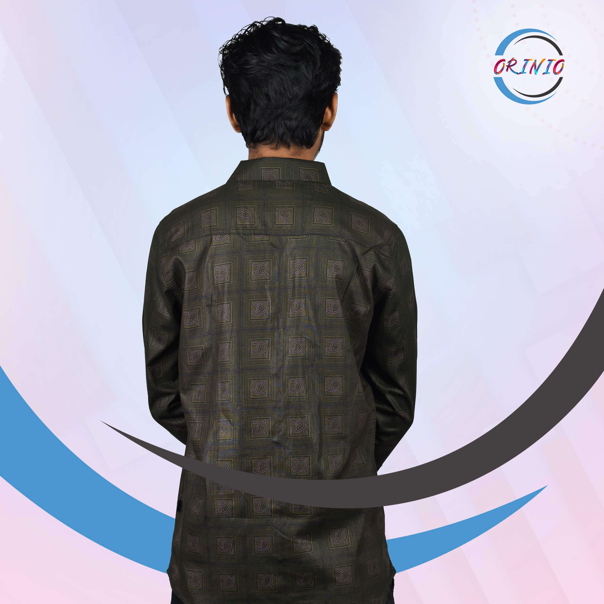 Casual check shirt white and yellow color - Image 3