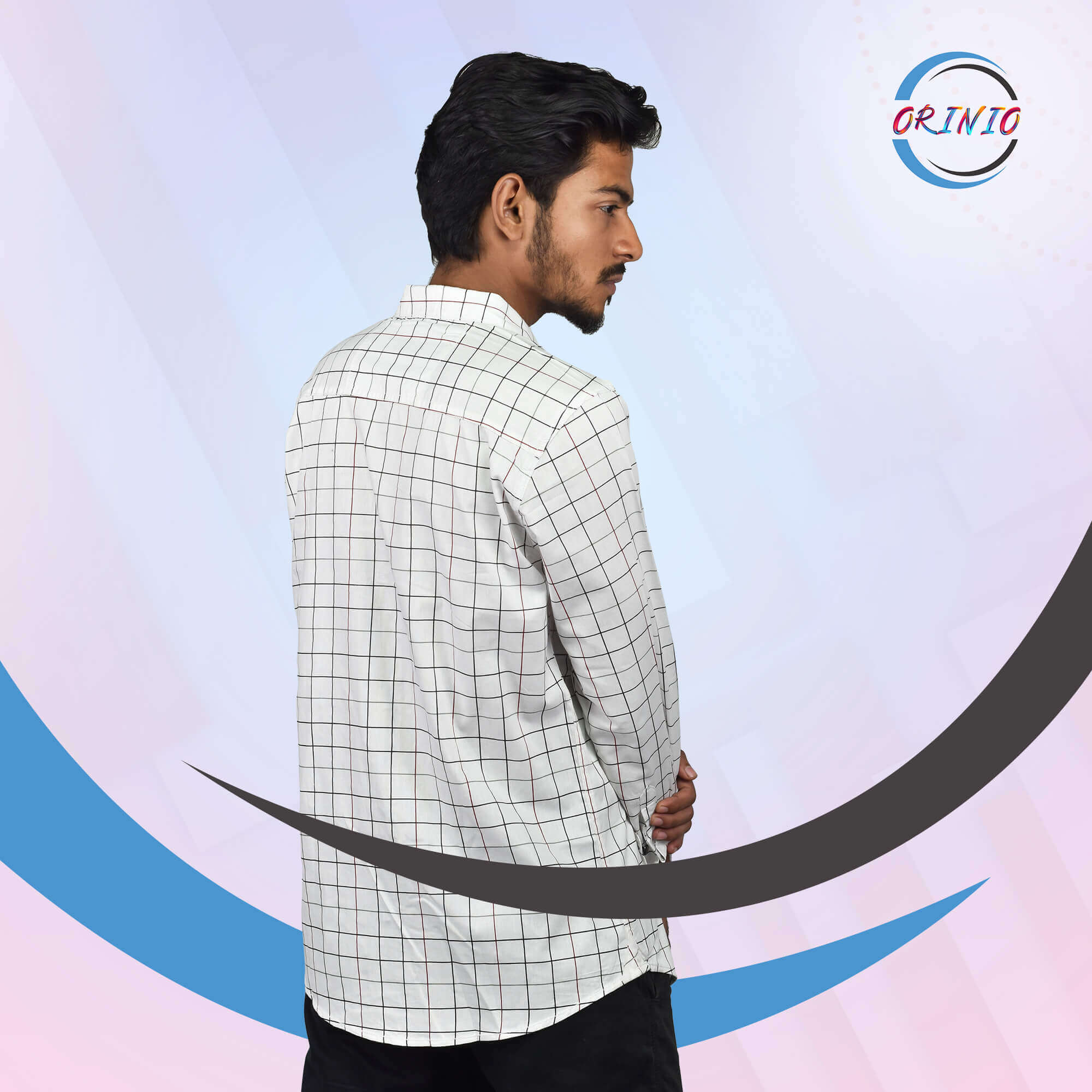 Maroon & black striped shirt for men - Image 2