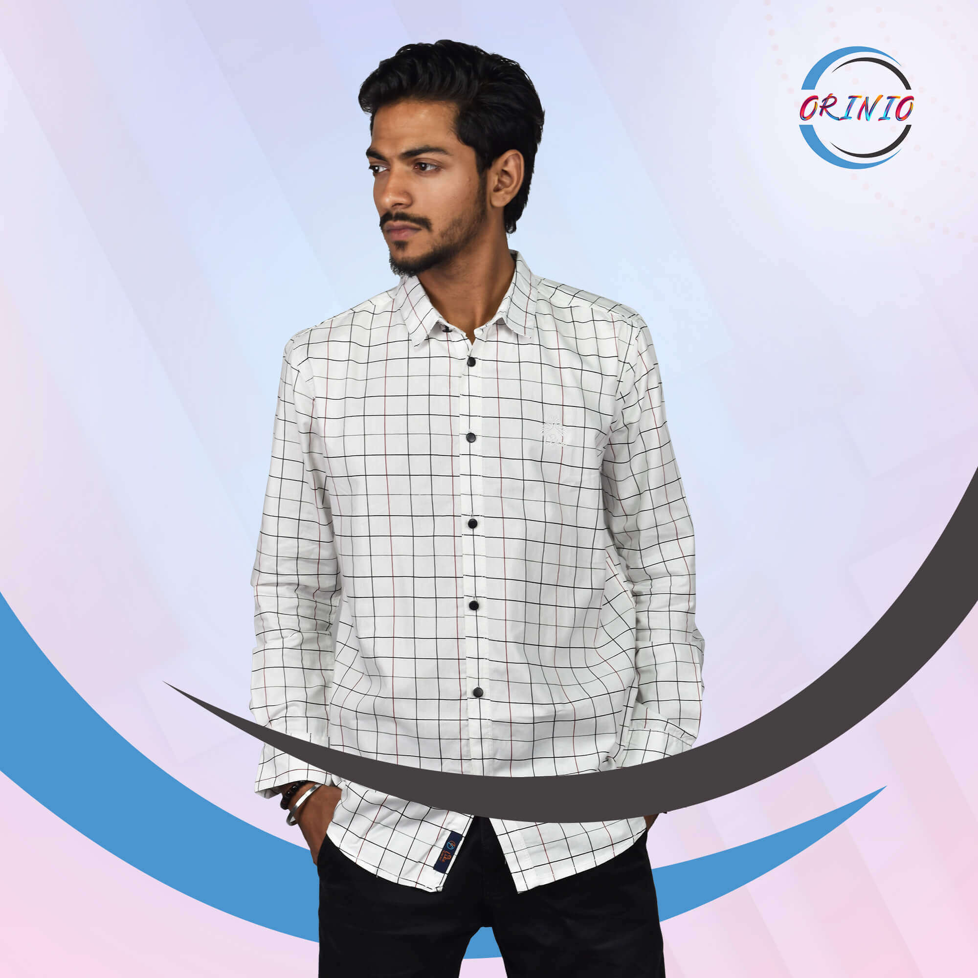 Maroon & black striped shirt for men