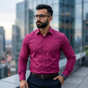 Mens Full sleeve Blank Formal Shirt- Mars Maroon (MFBS103)