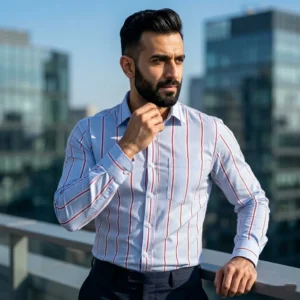 Mens Full sleeve Stripe Formal Shirt- Tide (MFSS113)