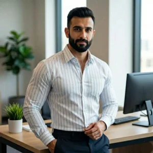 Mens Full sleeve Stripe Formal Shirt- Crest (MFSS115)