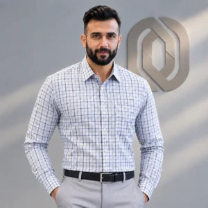Mens Full sleeve Check Formal Shirt- Aviation
