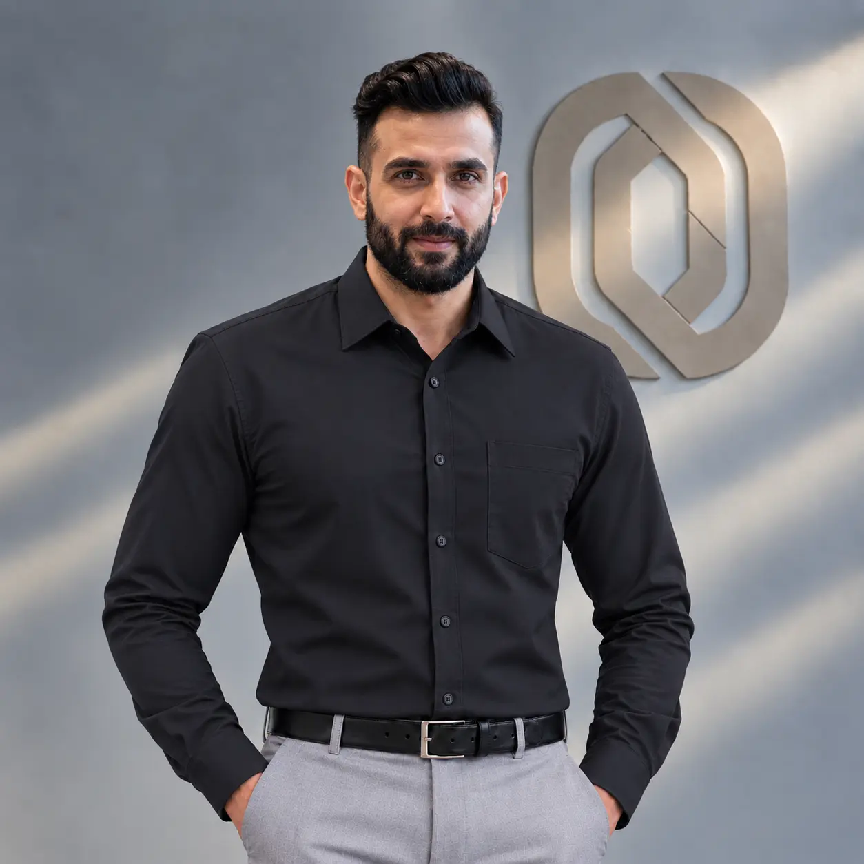 Mens Full sleeve Blank Formal Shirt- Dark Gray