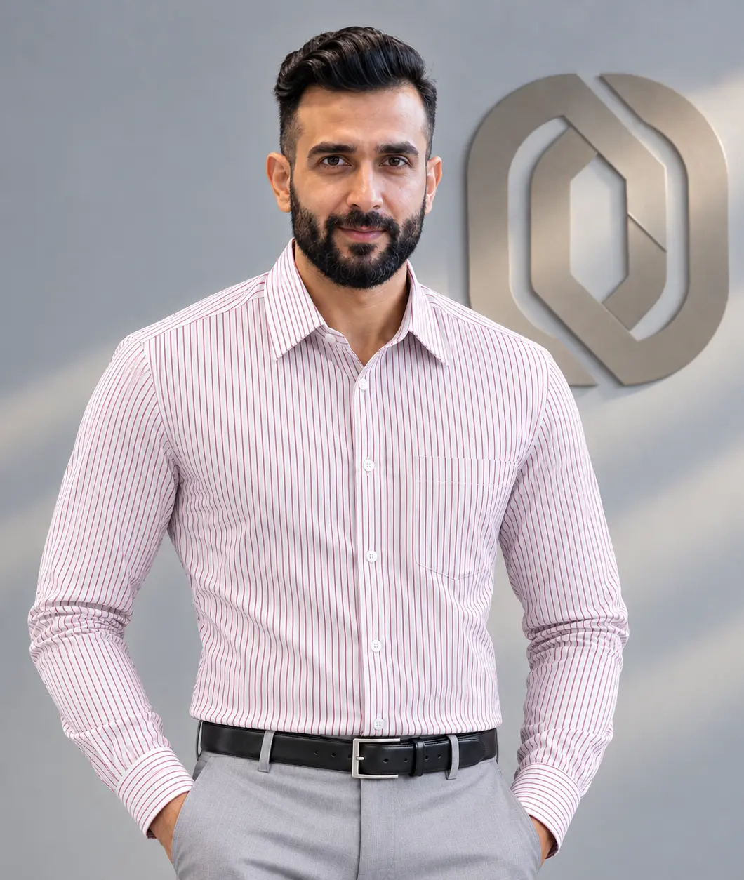 Mens Full sleeve Stripe Formal Shirt- Pulse