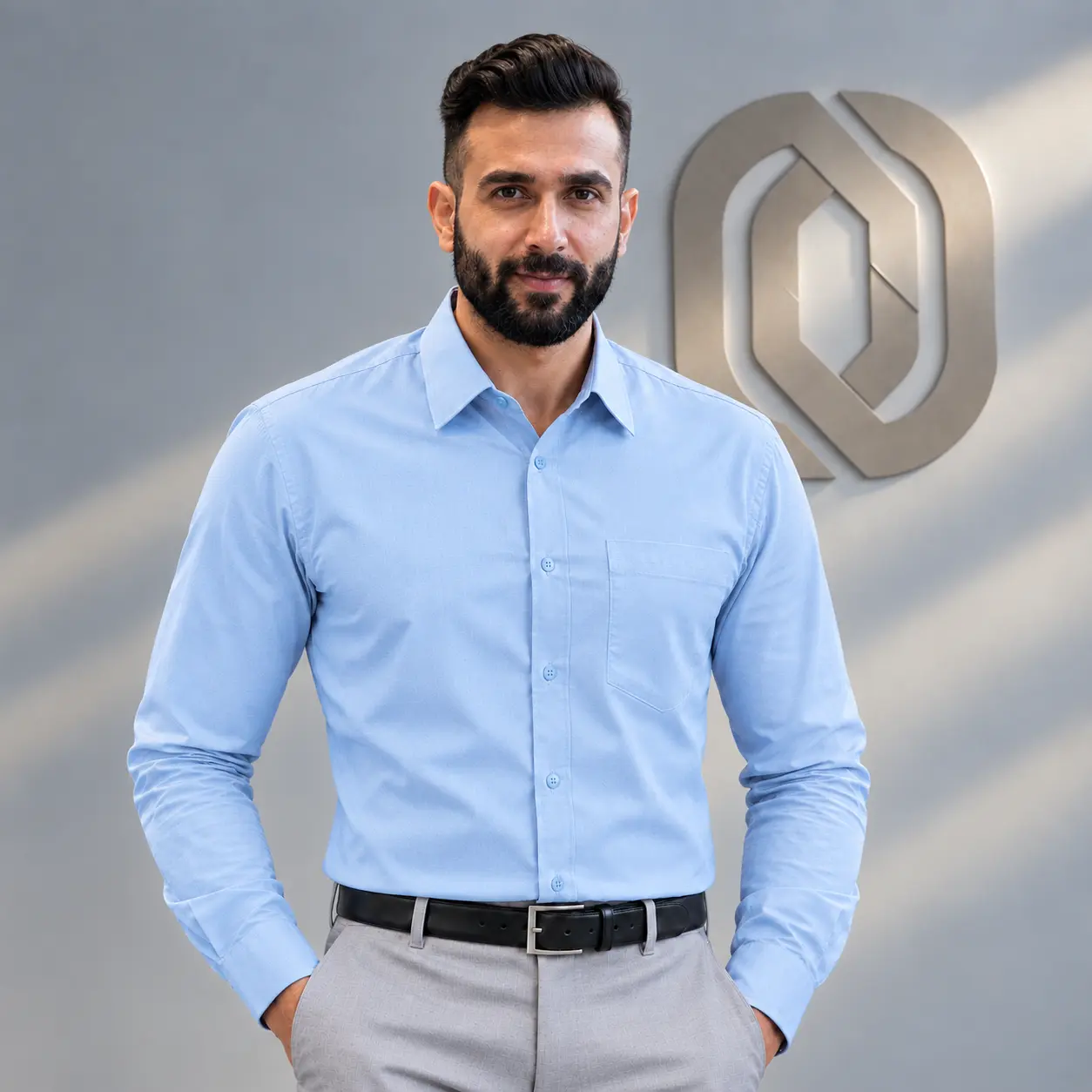 Mens Full sleeve Blank Formal Shirt- Sky Blue