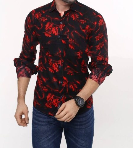 Red color Full sleeve casual shirt